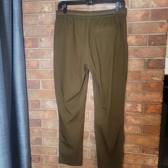 ZARA Women's Dark Olive Drawstring Waist Tapers Leg Casual Work Pant - Size M - Picture 5 of 11